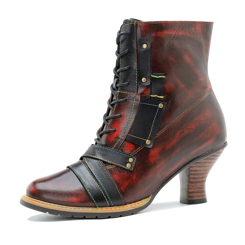Women's Reddish High-heeled Leather Shoes - Trendiesty Worldwide