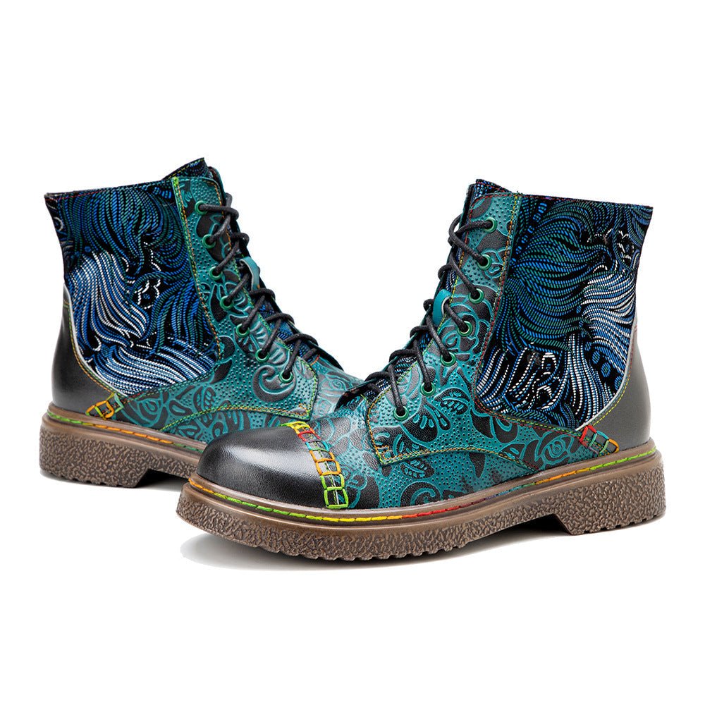 Women's Retro Sewing Leather Ankle Boots - Trendiesty Worldwide