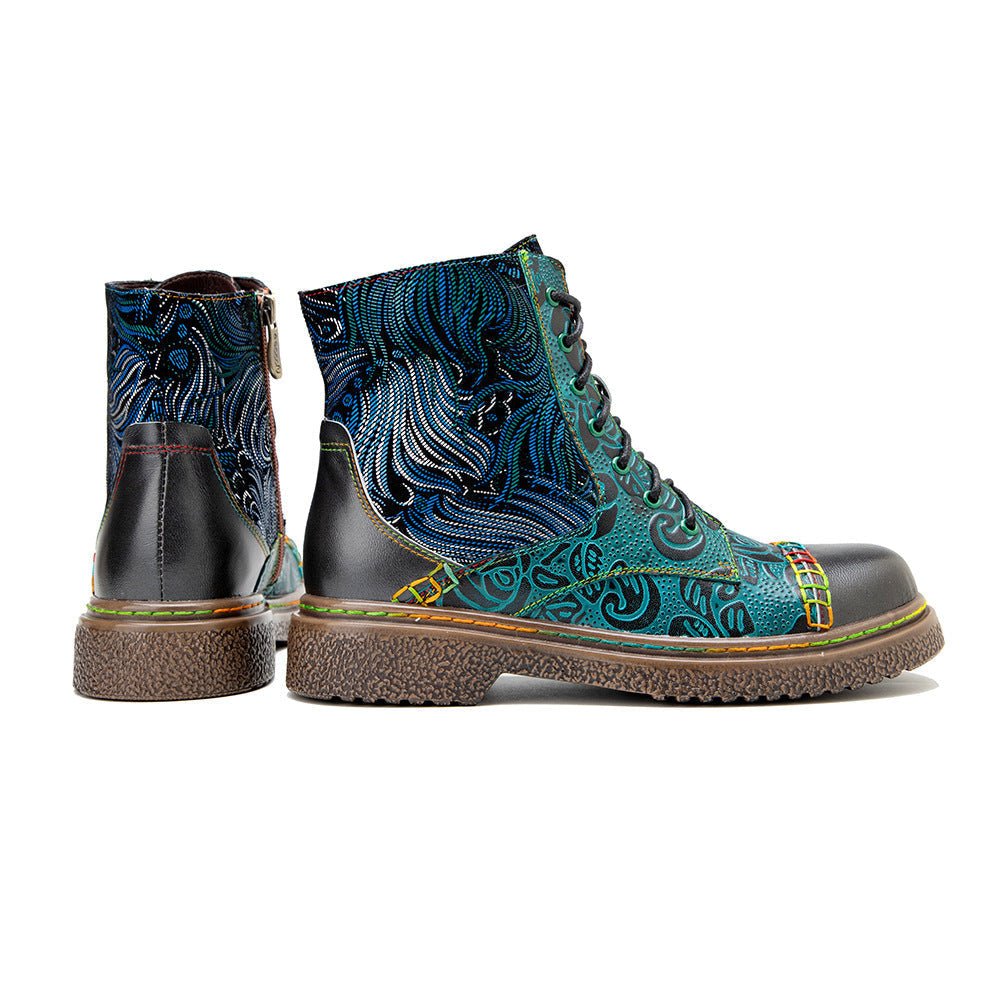 Women's Retro Sewing Leather Ankle Boots - Trendiesty Worldwide