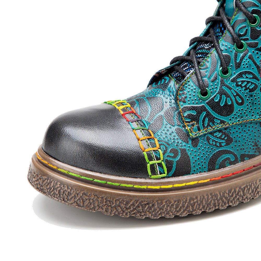 Women's Retro Sewing Leather Ankle Boots - Trendiesty Worldwide