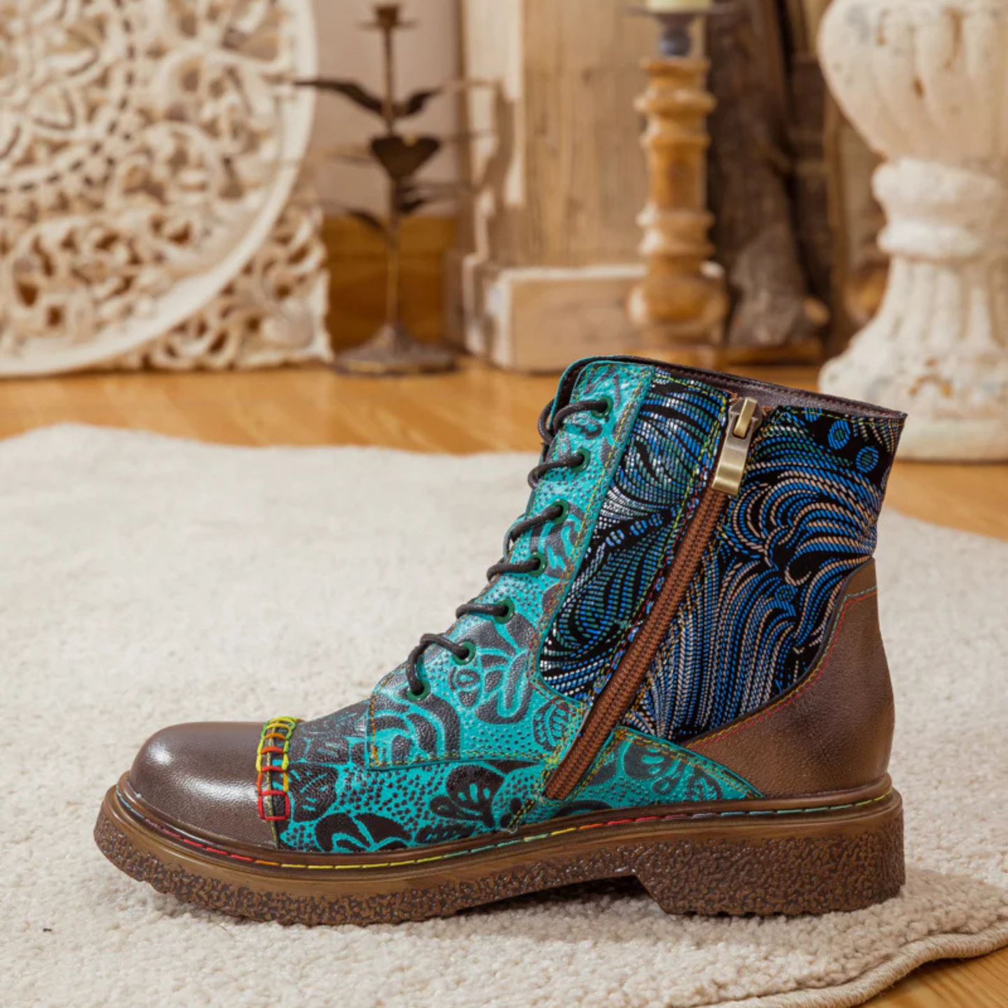 Women's Retro Sewing Leather Ankle Boots - Trendiesty Worldwide