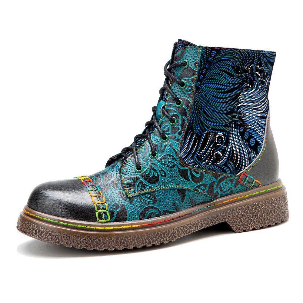 Women's Retro Sewing Leather Ankle Boots - Trendiesty Worldwide