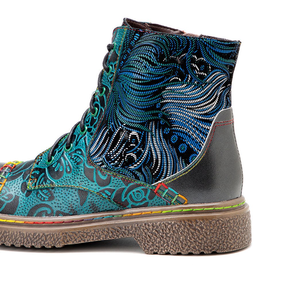 Women's Retro Sewing Leather Ankle Boots - Trendiesty Worldwide
