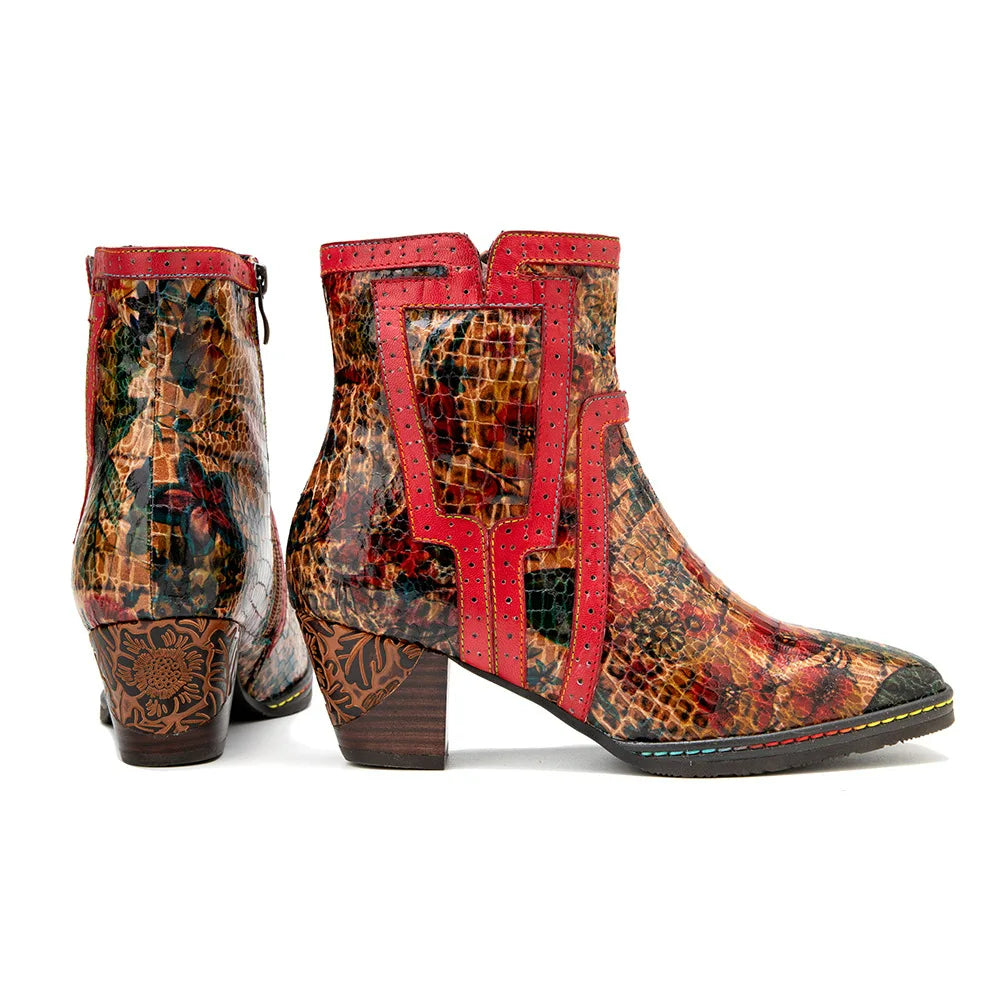 Zapatos de piel con tacón "Fleur et Couleur" para mujer