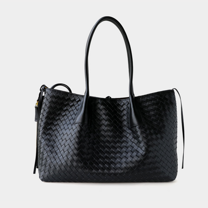 Woven Carryall Leather Shoulder Tote