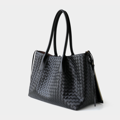 Woven Carryall Leather Shoulder Tote