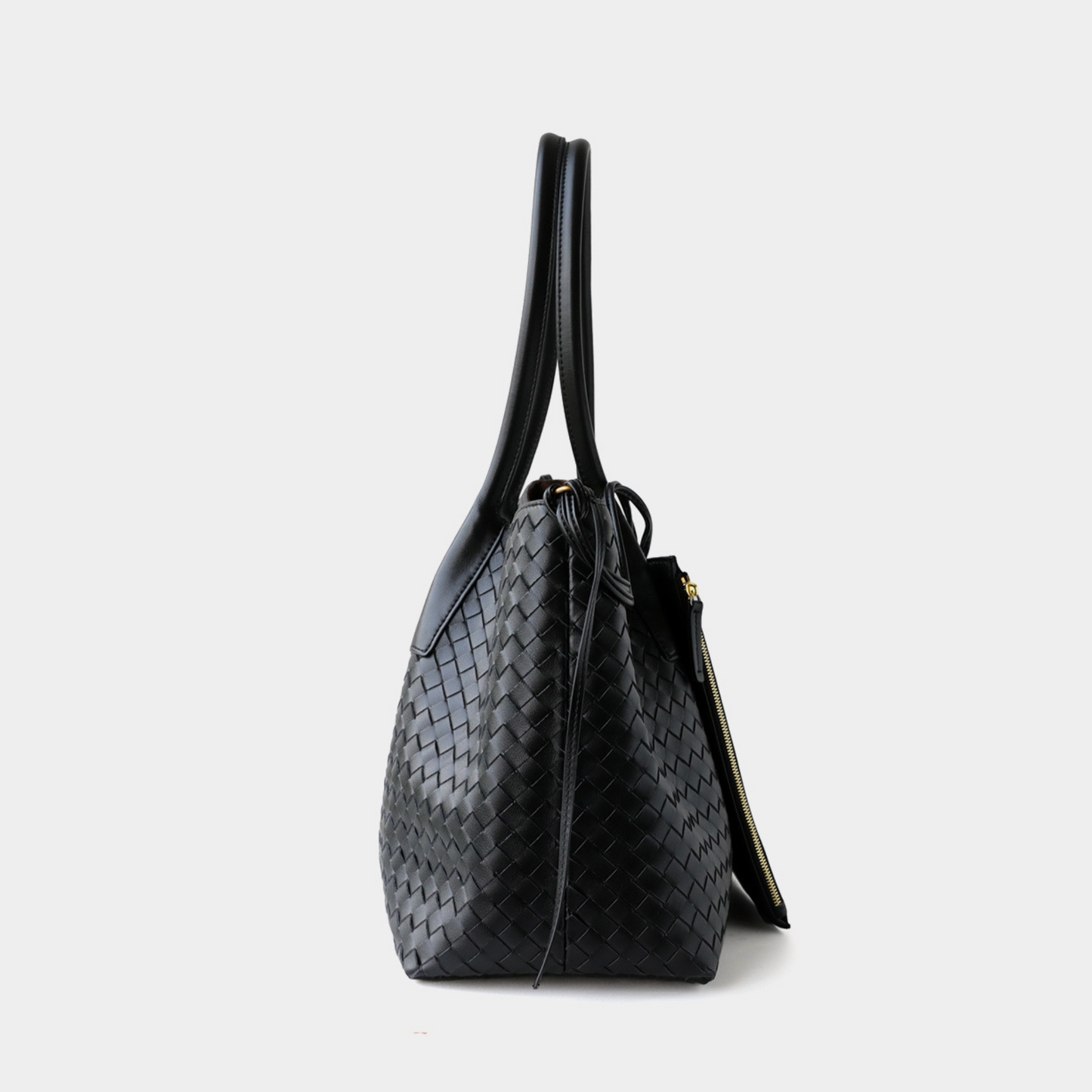 Woven Carryall Leather Shoulder Tote