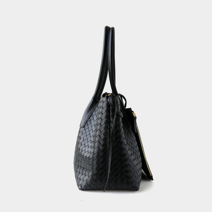Woven Carryall Leather Shoulder Tote