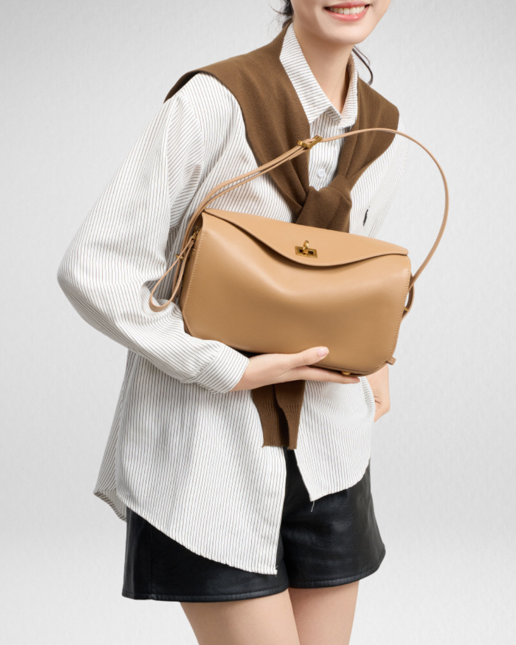 Le 7-Inspired Bowling Leather Shoulder Bag