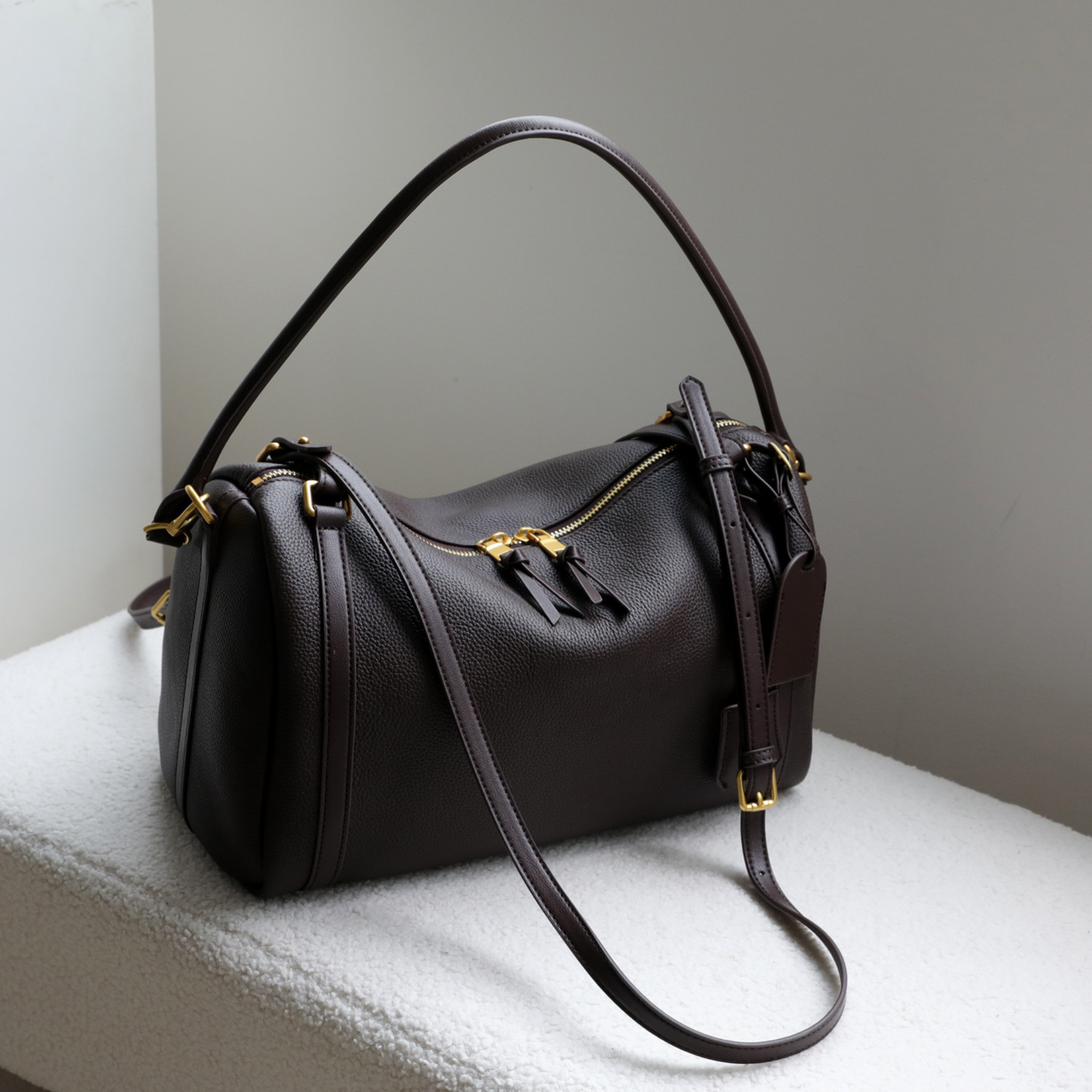 Top‑Handle Boston Leather Bag