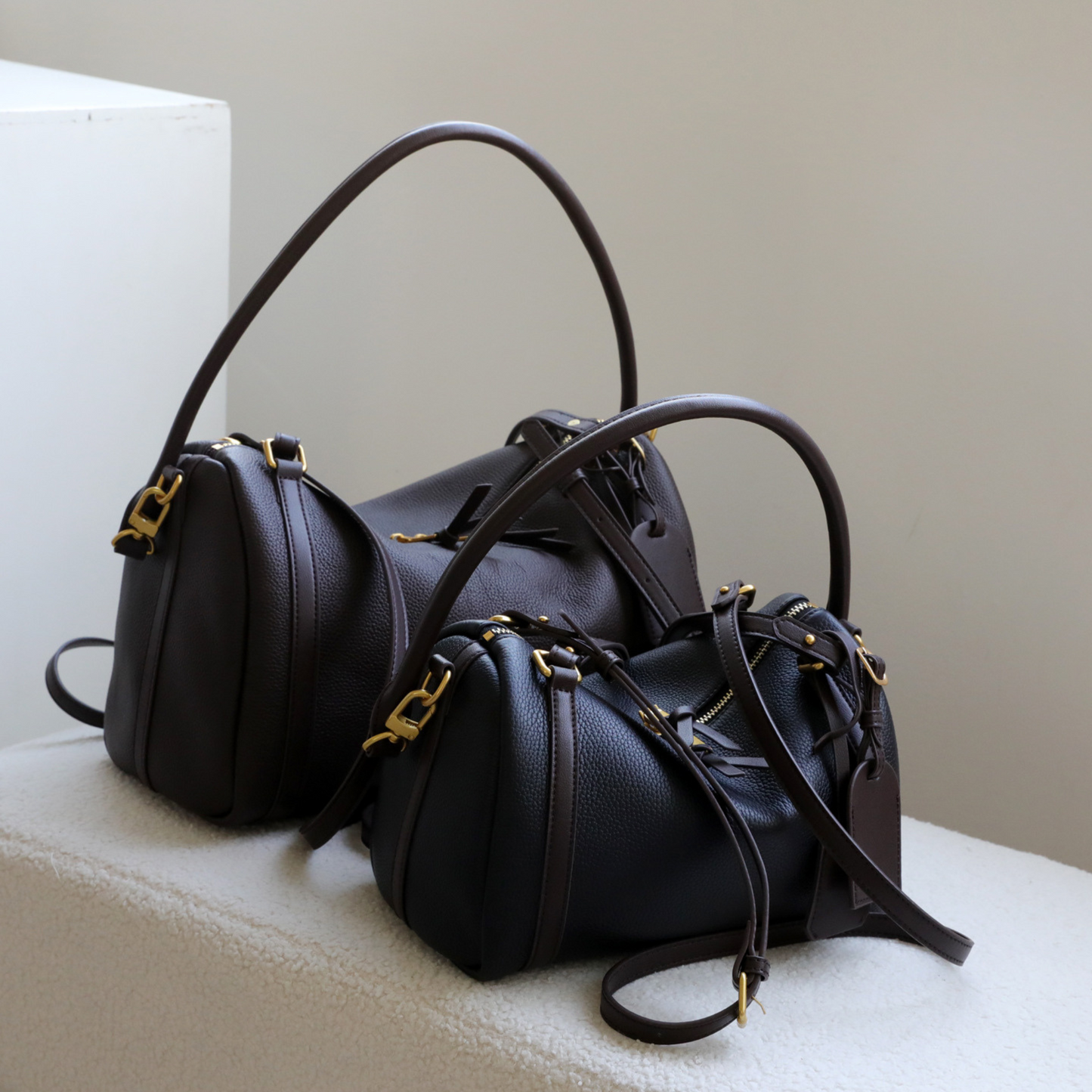Top‑Handle Boston Leather Bag
