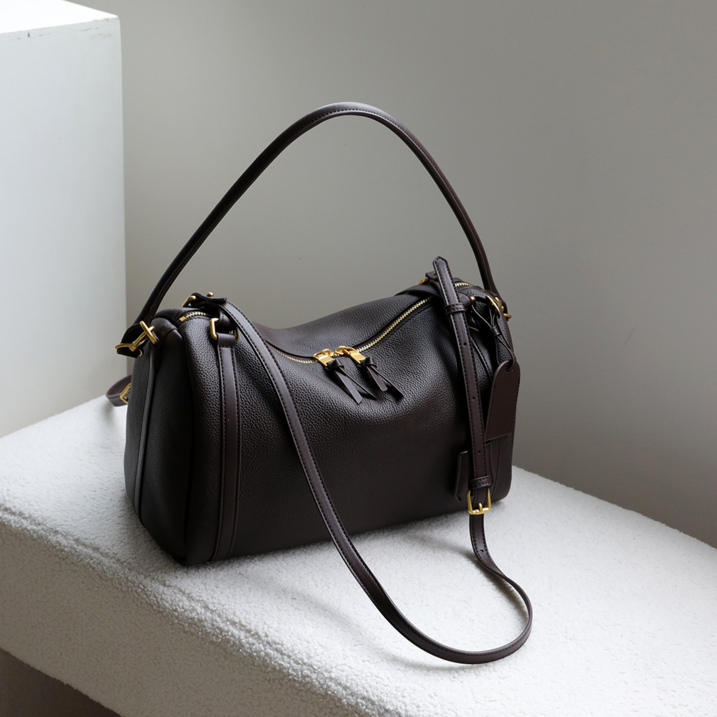 Top‑Handle Boston Leather Bag