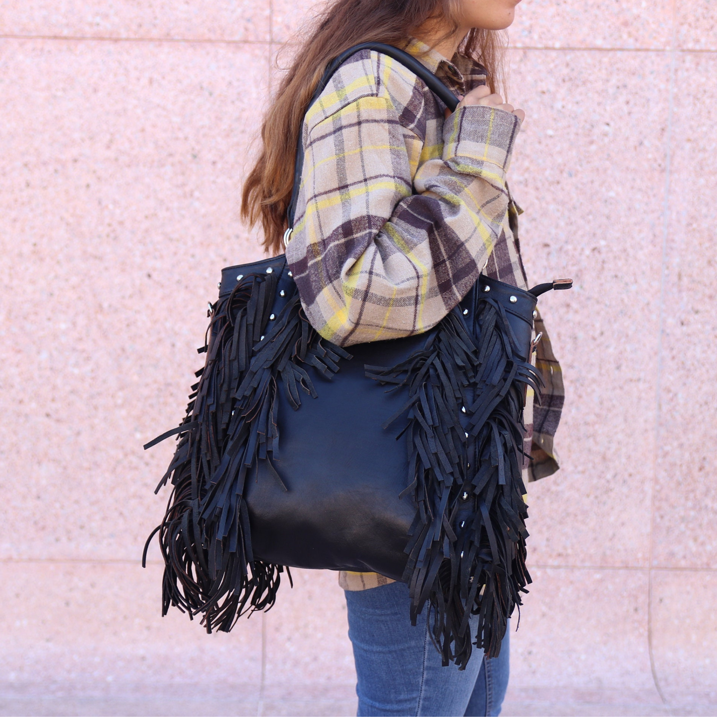 "Fringed" Leather tote bag - Trendiesty Worldwide