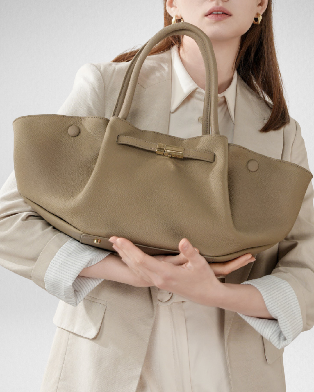 Midi NY Structured Leather Tote Bag