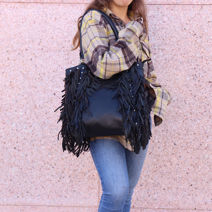 "Fringed" Leather tote bag - Trendiesty Worldwide