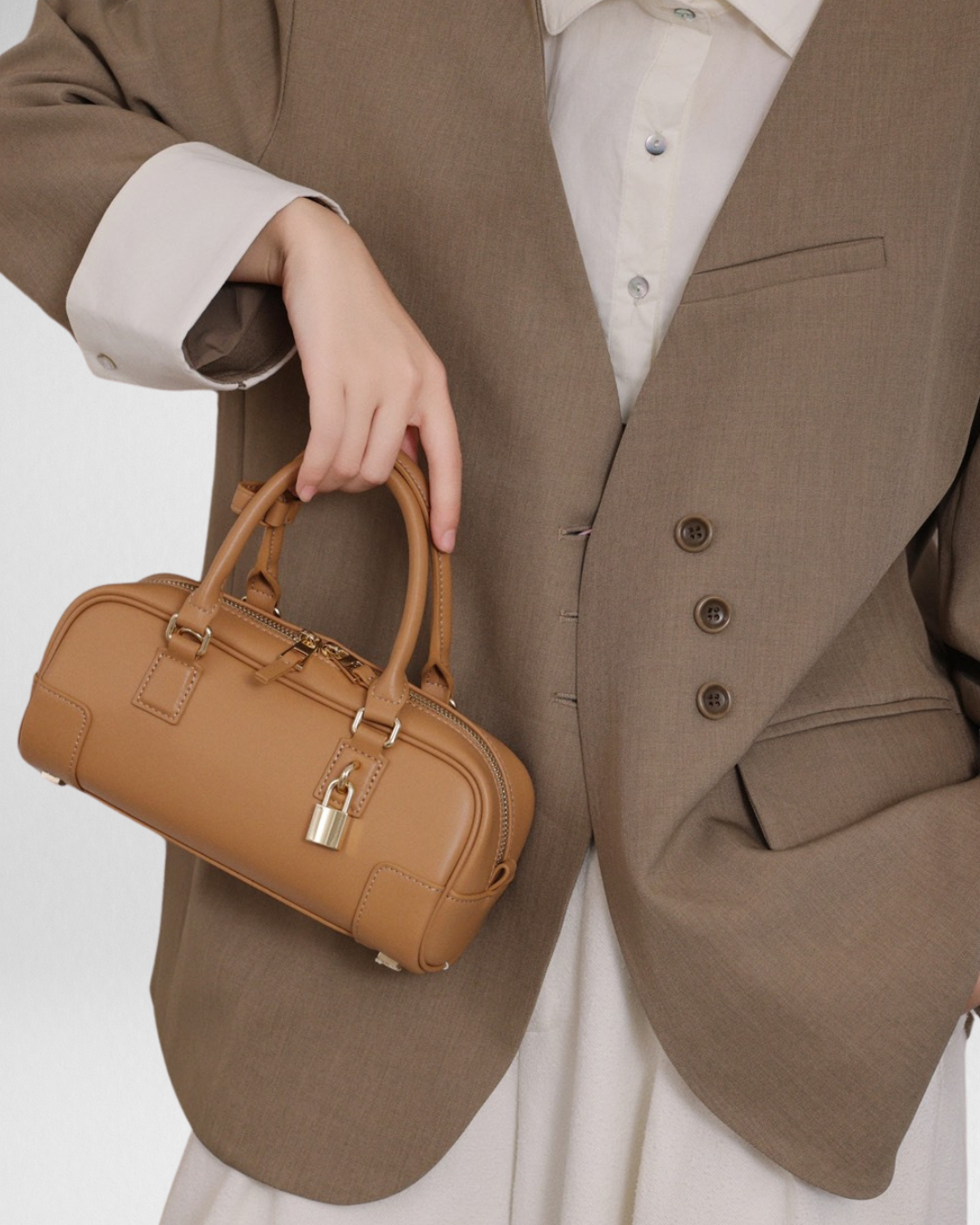 Compact Soft-Grain Leather Top Handle Bag