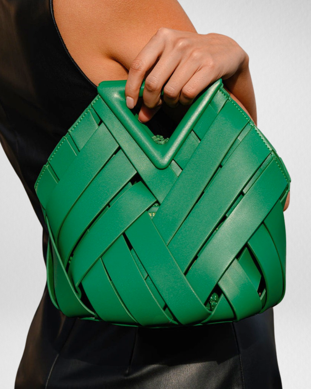 Woven Leather Basket Bag