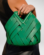 Woven Leather Basket Bag