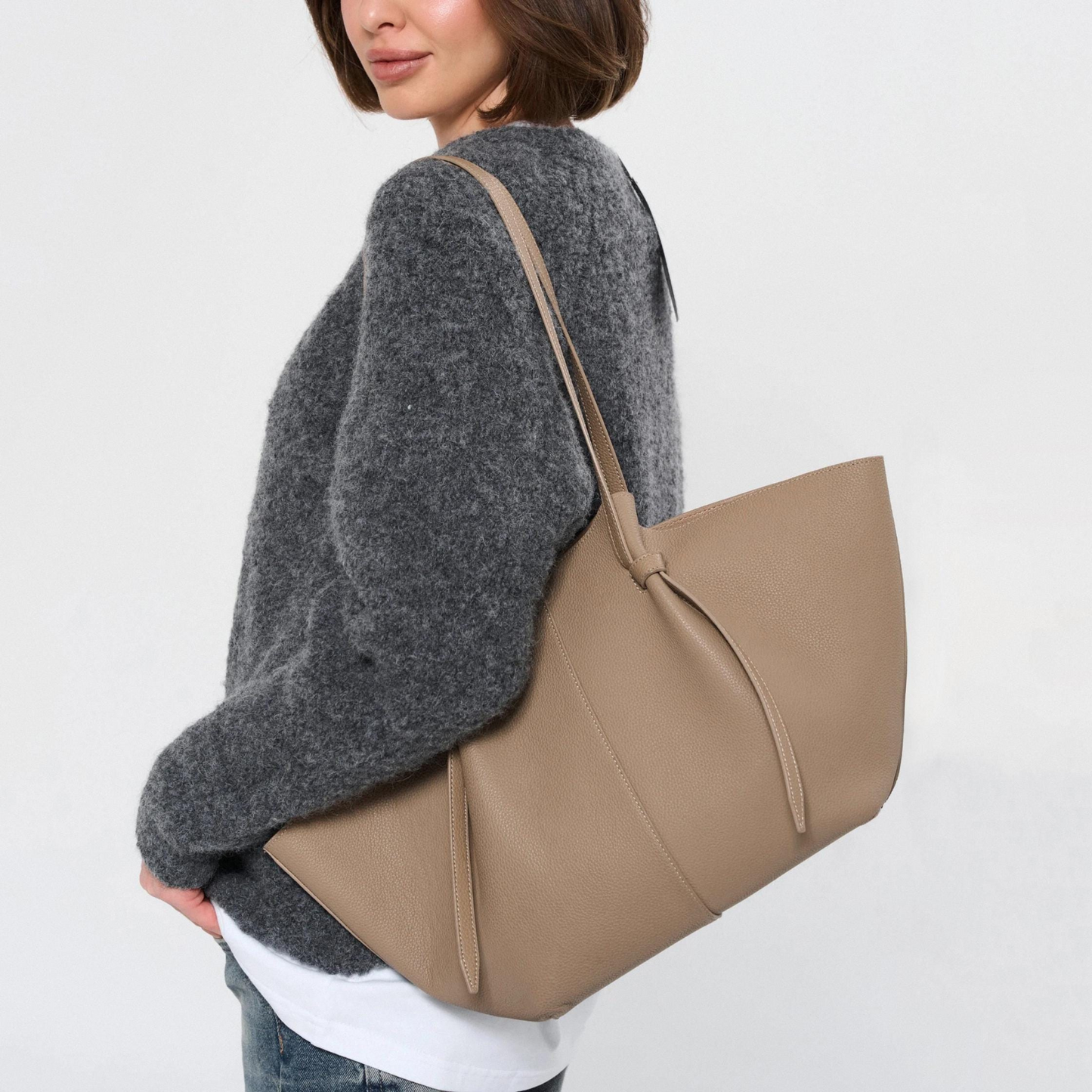 The Cinched Wing Luxury Leather Tote Bag