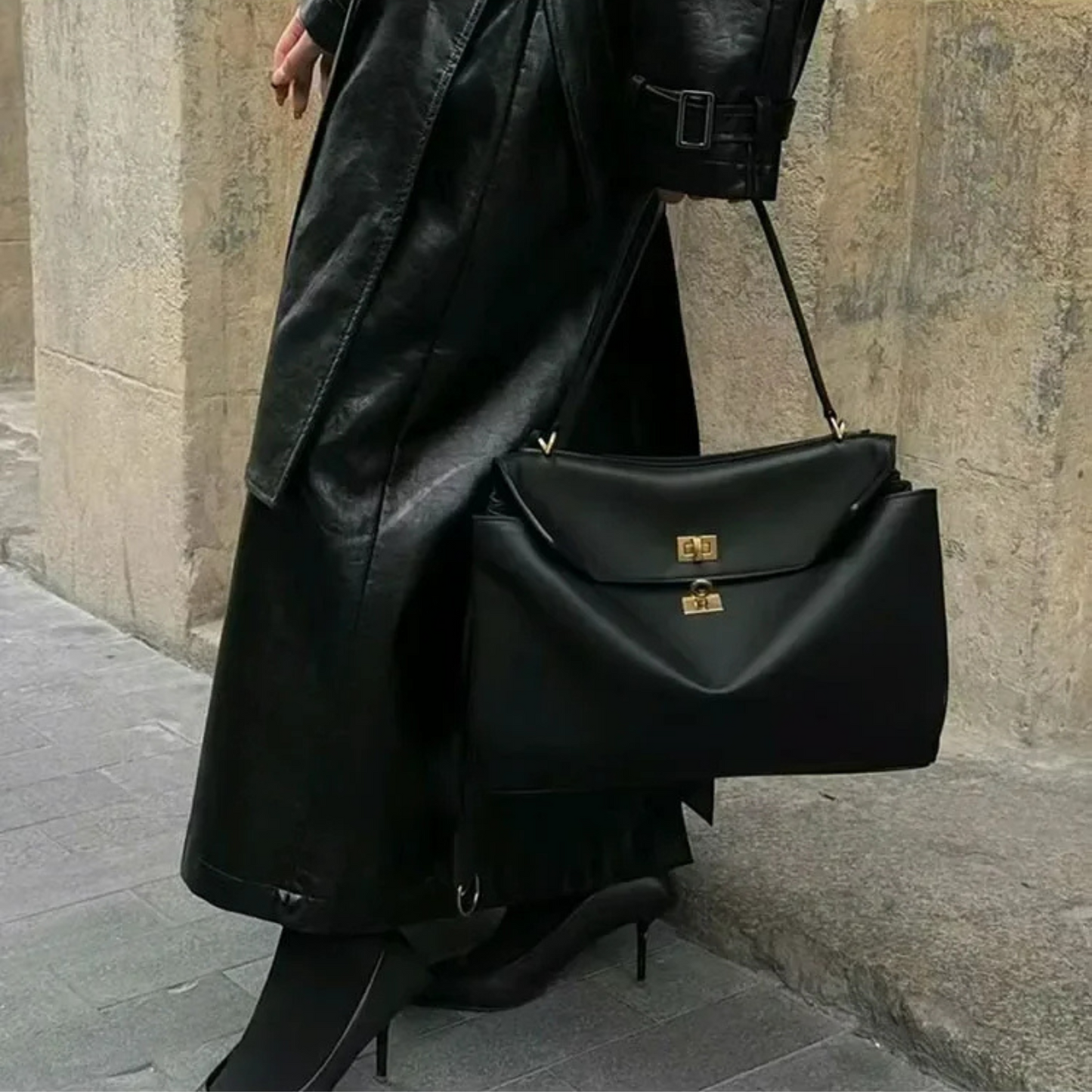 Women's BALENCIAGA-RODEO Inspired Leather Handbag