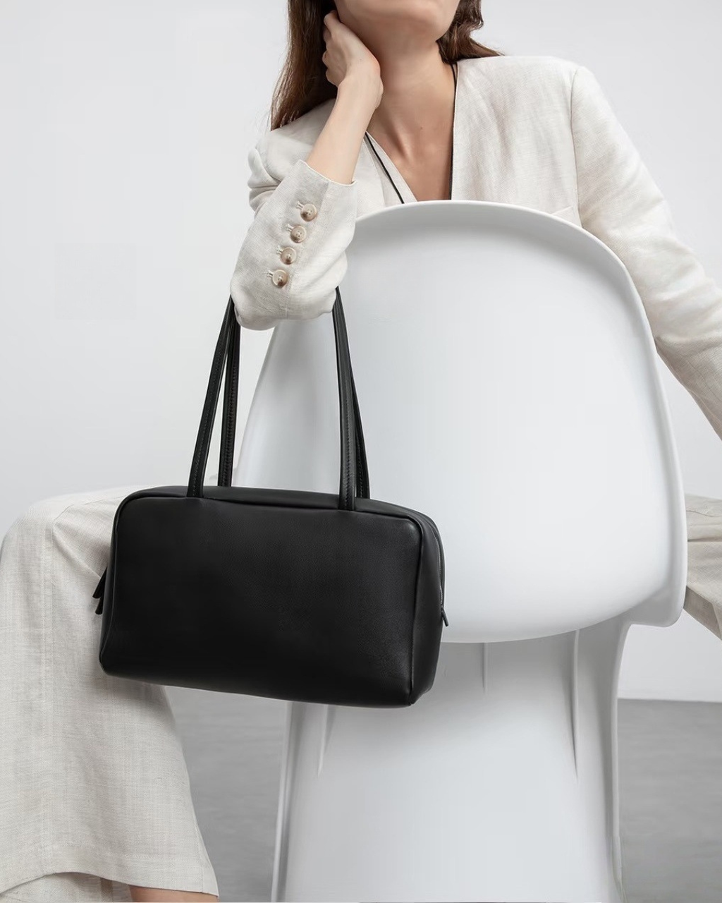 Astra Bowling Minimalist Leather Shoulder Bag