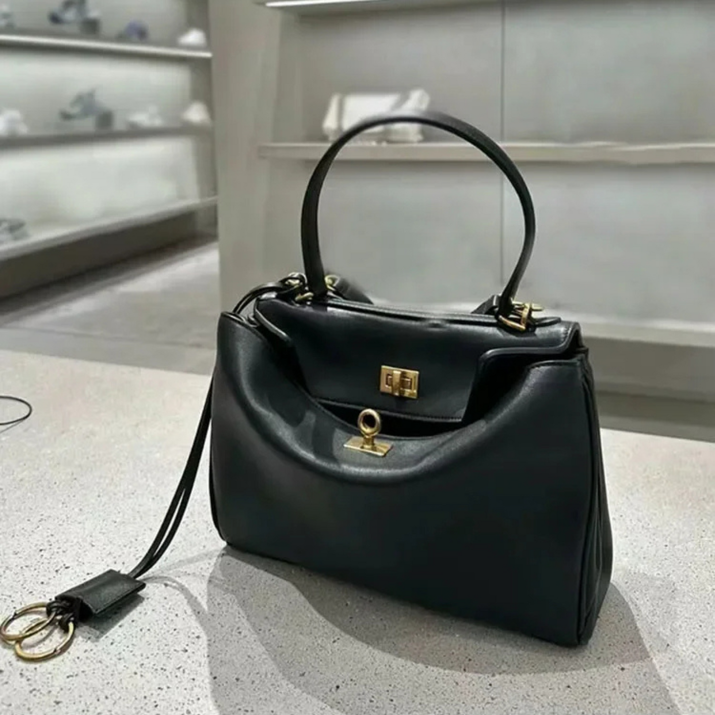 Women's BALENCIAGA-RODEO Inspired Leather Handbag