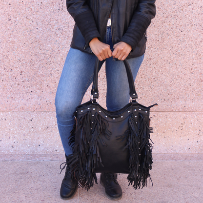 "Fringed" Leather tote bag - Trendiesty Worldwide