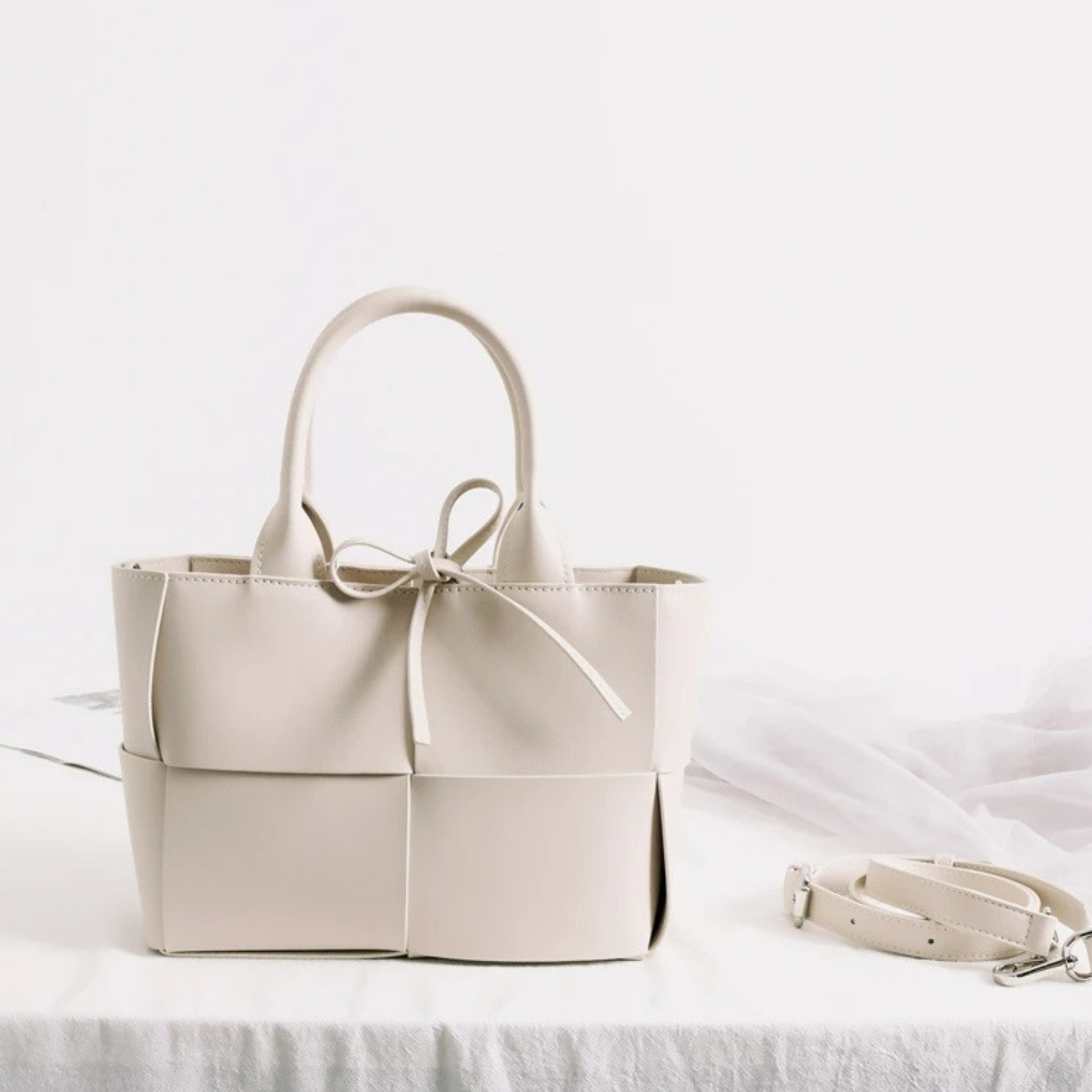 The Mini "Bottega-Veneta-Arco-inspired" Luxurious Woven Leather Bag - Beige - Trendiesty Worldwide