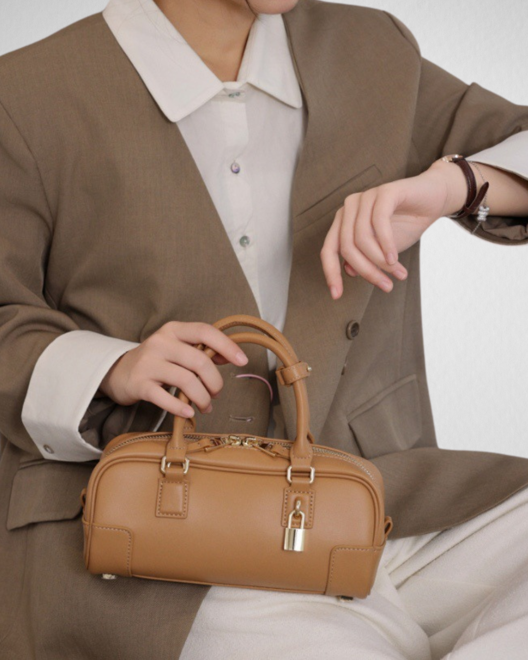Compact Soft-Grain Leather Top Handle Bag