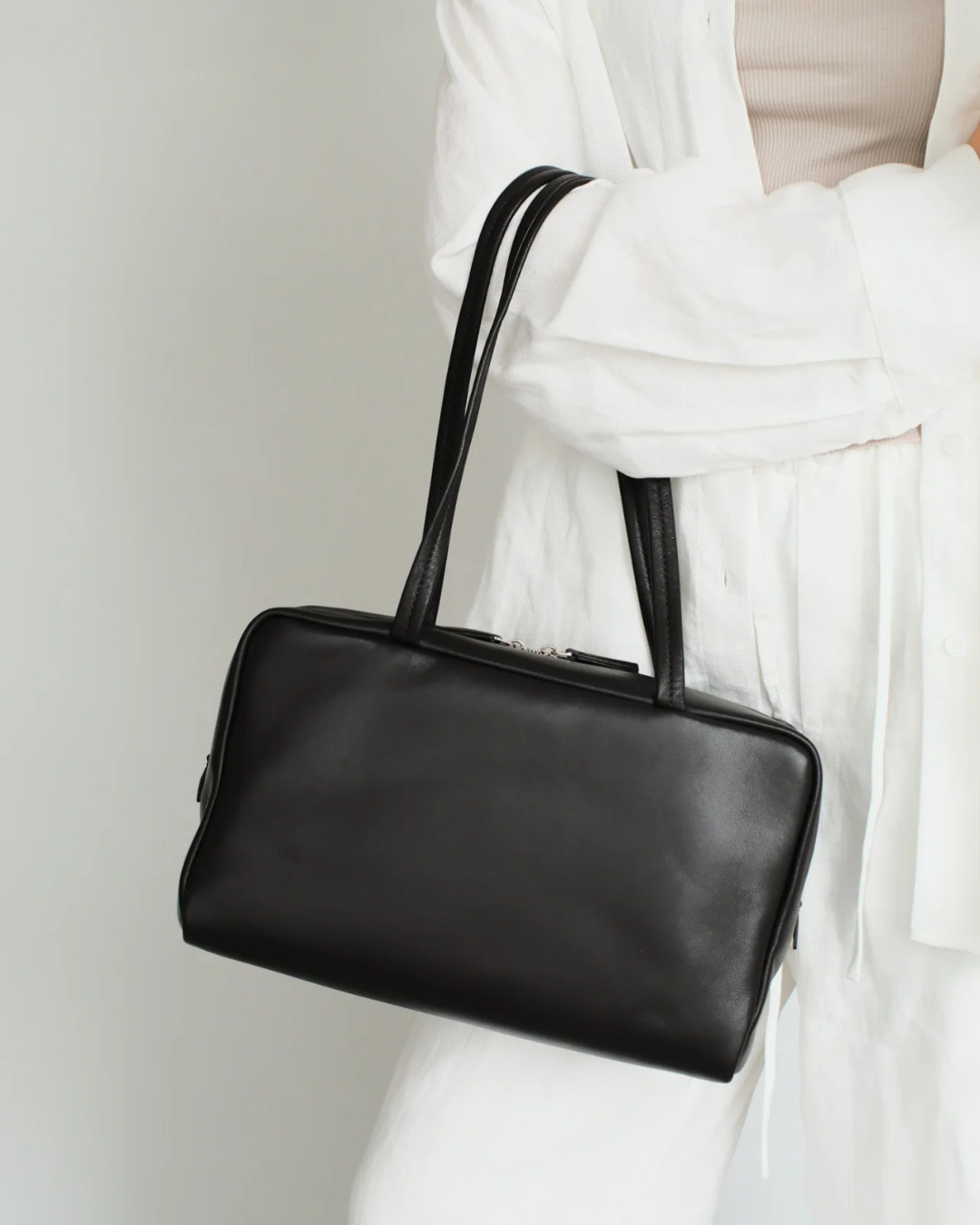 Astra Bowling Minimalist Leather Shoulder Bag