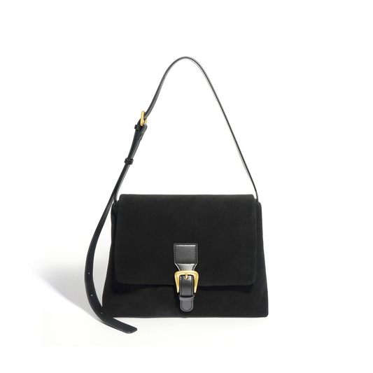 Hobo Leather Shoulder bag - Suede Black - Trendiesty Worldwide