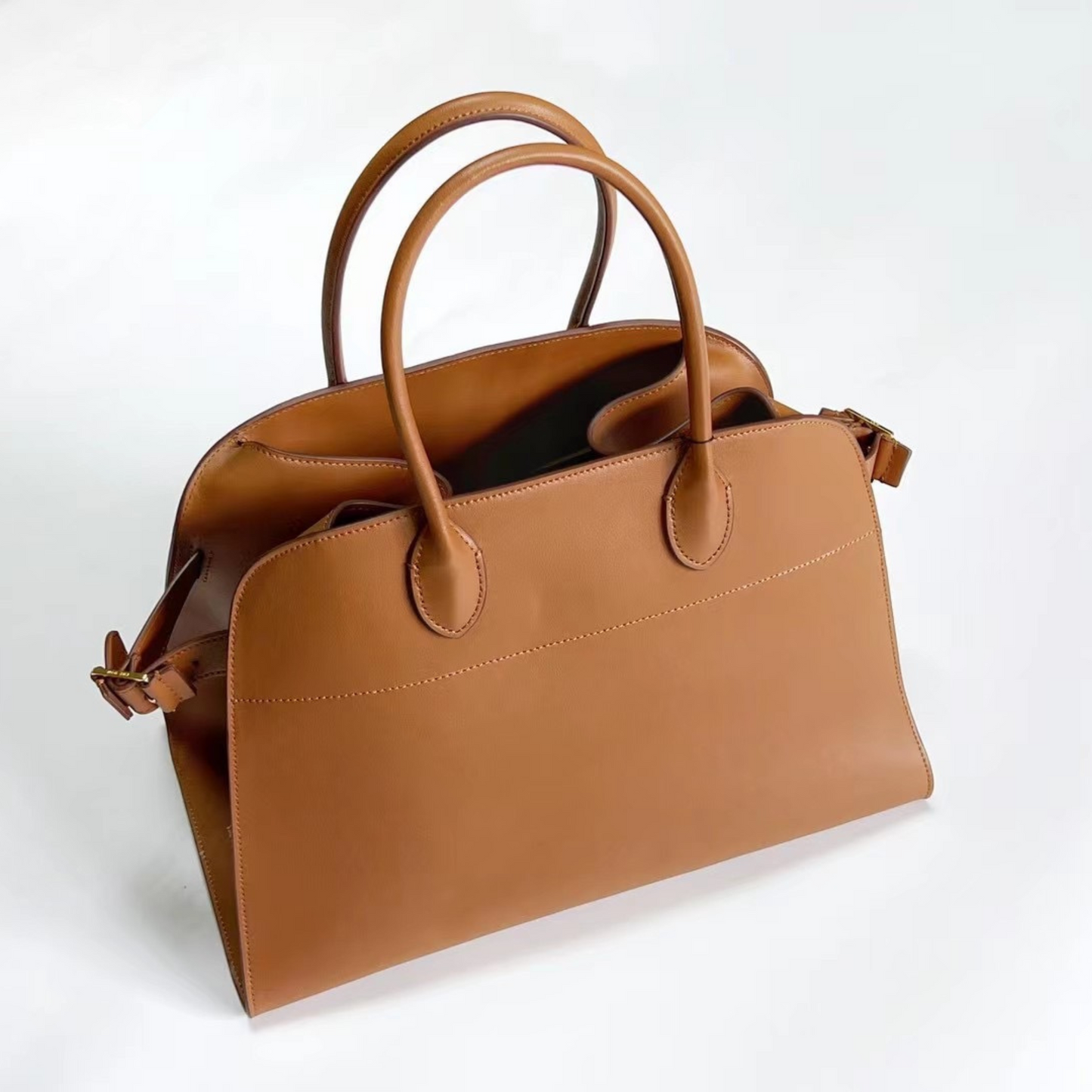 The "Row-Margaux-inspired" Luxurious Leather Tote Bag - Margaux 10 (10 x 7 x 7.5 in.) / Soft Brown - Trendiesty Worldwide