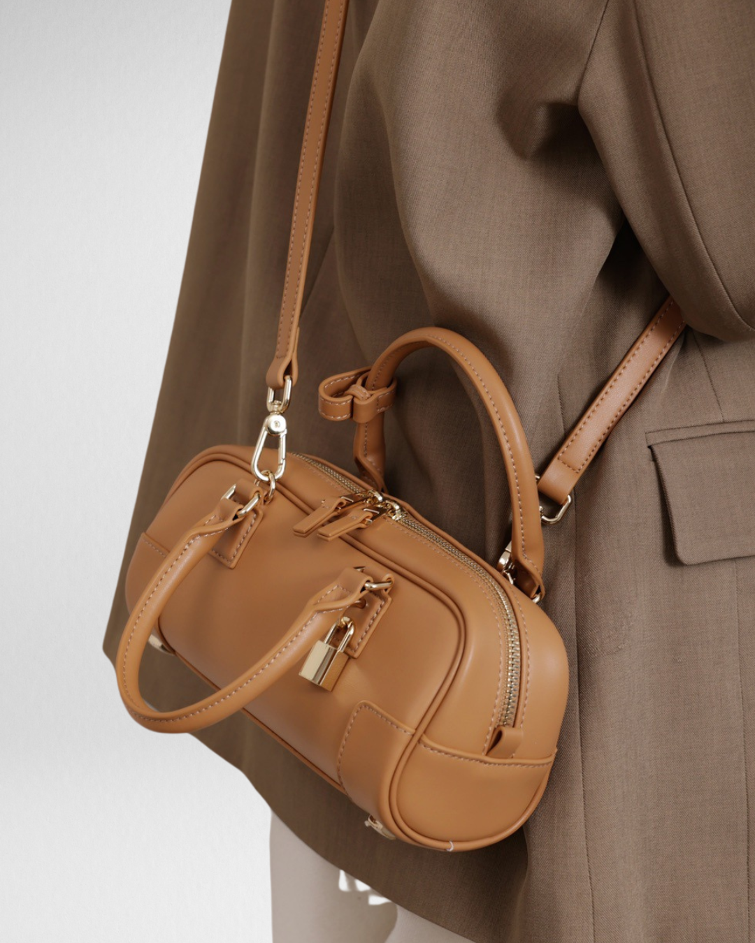 Compact Soft-Grain Leather Top Handle Bag