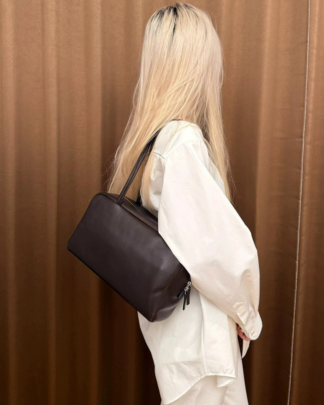 Astra Bowling Minimalist Leather Shoulder Bag