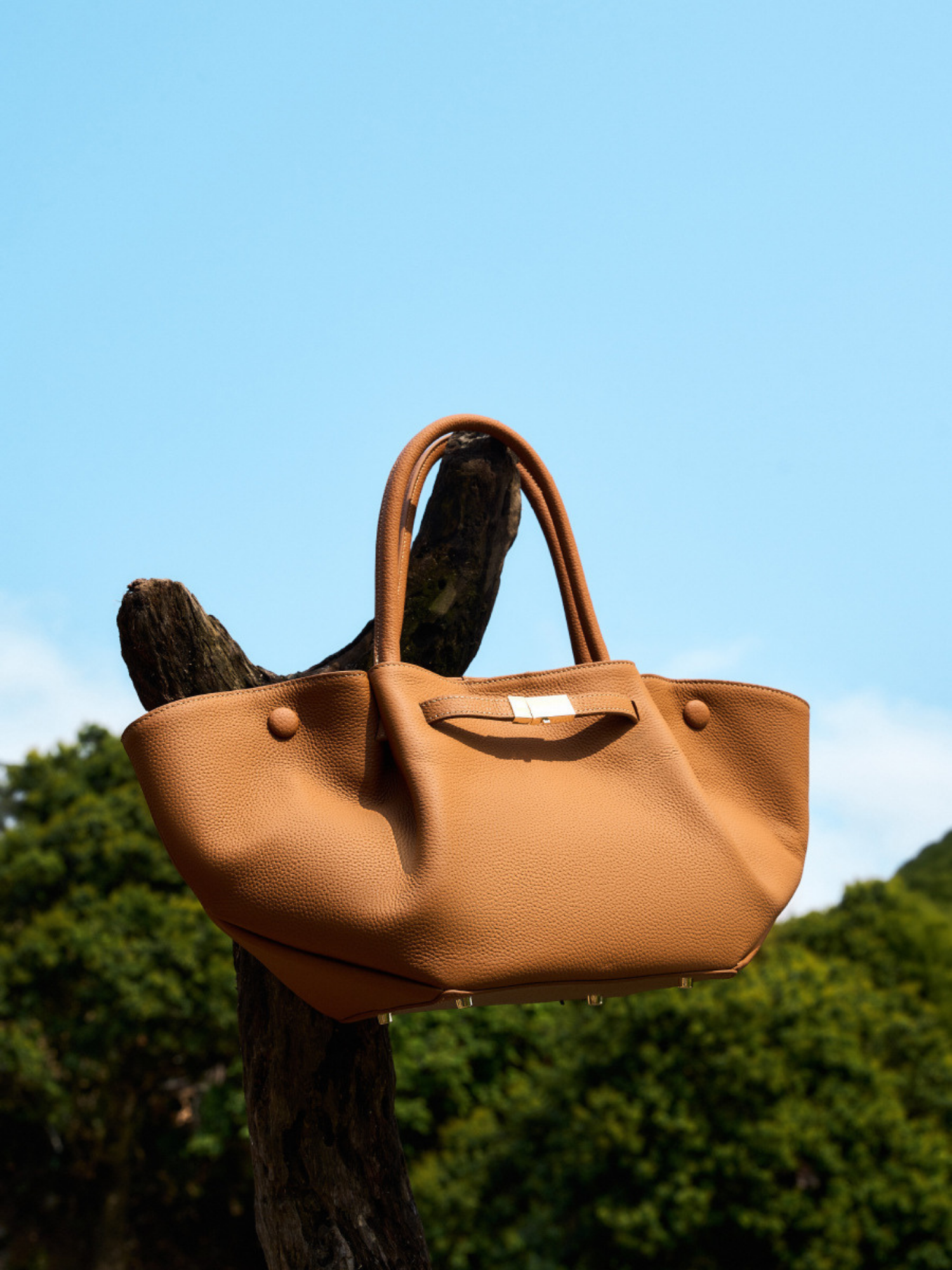 Midi NY Structured Leather Tote Bag