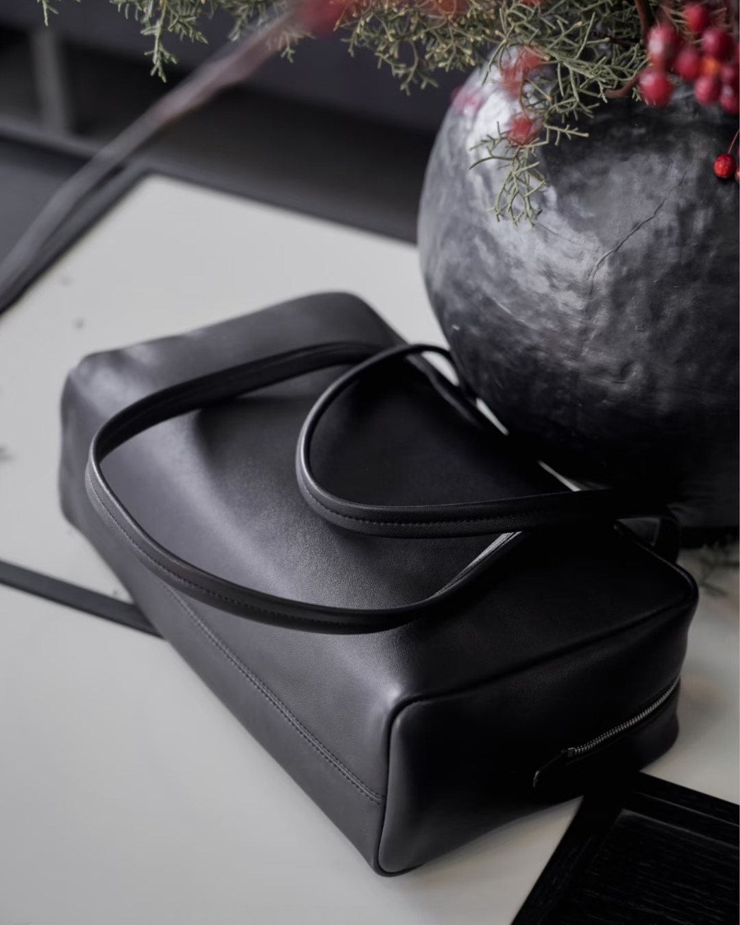 Astra Bowling Minimalist Leather Shoulder Bag