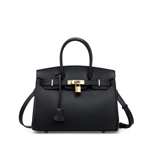 The "Hermes Togo Birkin" inspired Luxurious Leather Bag - 30 (30x20x17cm) / Black-Gold Hardware - Trendiesty Worldwide