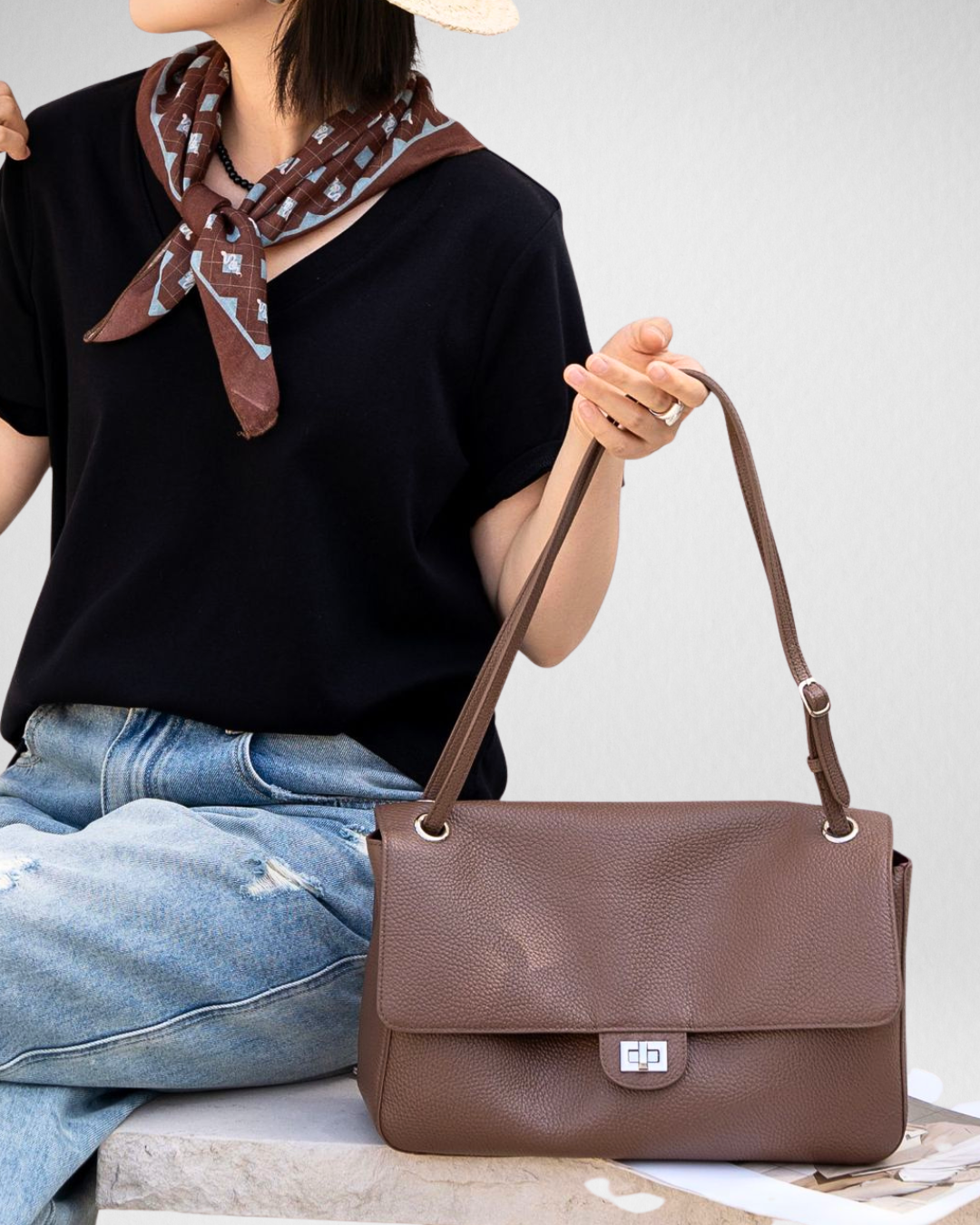 Sac à Bandoulière en Cuir "Rose Island"