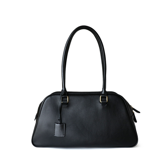 Large Capacity Zip‑Top Natural Leather Shoulder Bag