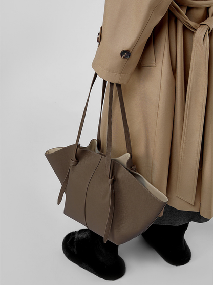 The Cinched Wing Luxury Leather Tote Bag
