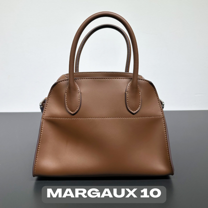 The Row Margaux Inspired Leather Bag | Without Logo - Margaux 12 (12 x 9 x 7.5 in.) / Coffe - Trendiesty Worldwide