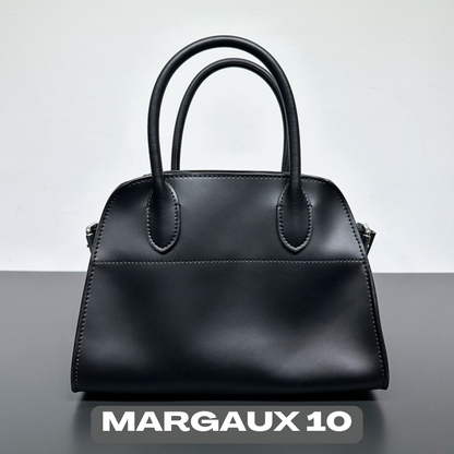 The Row Margaux Inspired Leather Bag | Without Logo - Margaux 10 (10 x 7 x 7.5 in.) / Black - Trendiesty Worldwide