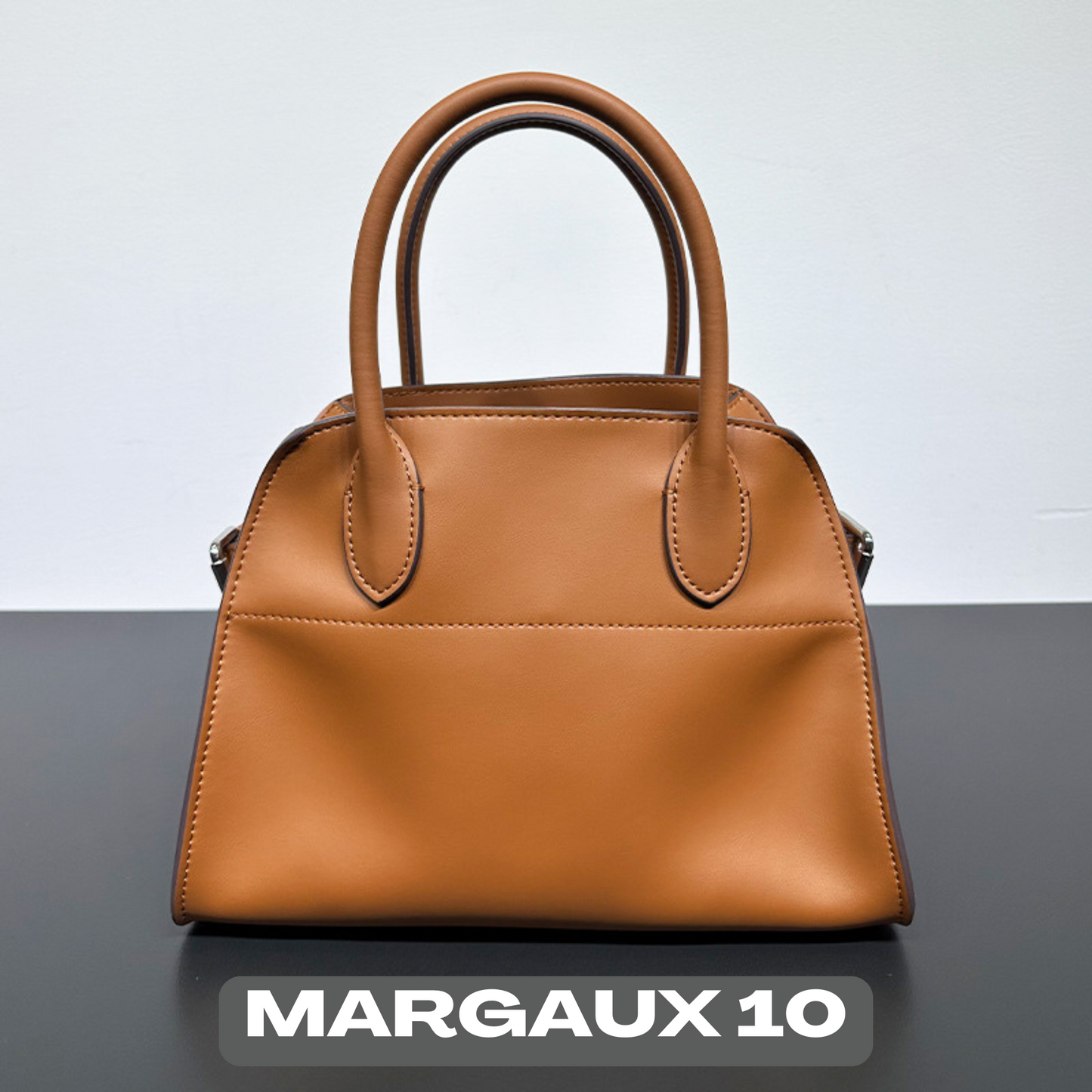 The Row Margaux Inspired Leather Bag | Without Logo - Margaux 10 (10 x 7 x 7.5 in.) / Soft Golden brown - Trendiesty Worldwide