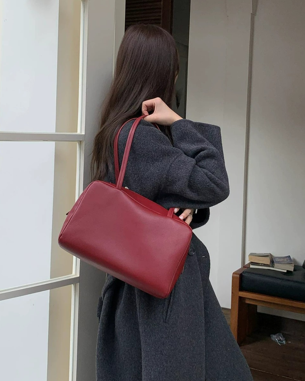Astra Bowling Minimalist Leather Shoulder Bag