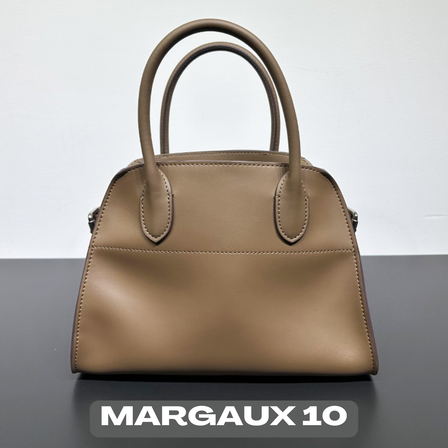 The Row Margaux Inspired Leather Bag | Without Logo - Margaux 10 (10 x 7 x 7.5 in.) / Soft Elephant Grey - Trendiesty Worldwide