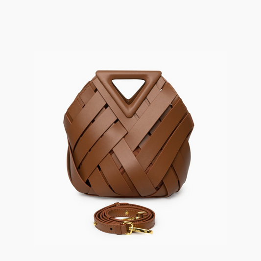 Woven-Style Leather Basket Bag