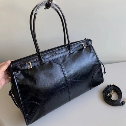 Prada-Inspired First Layer Wax Leather Shoulder Bag