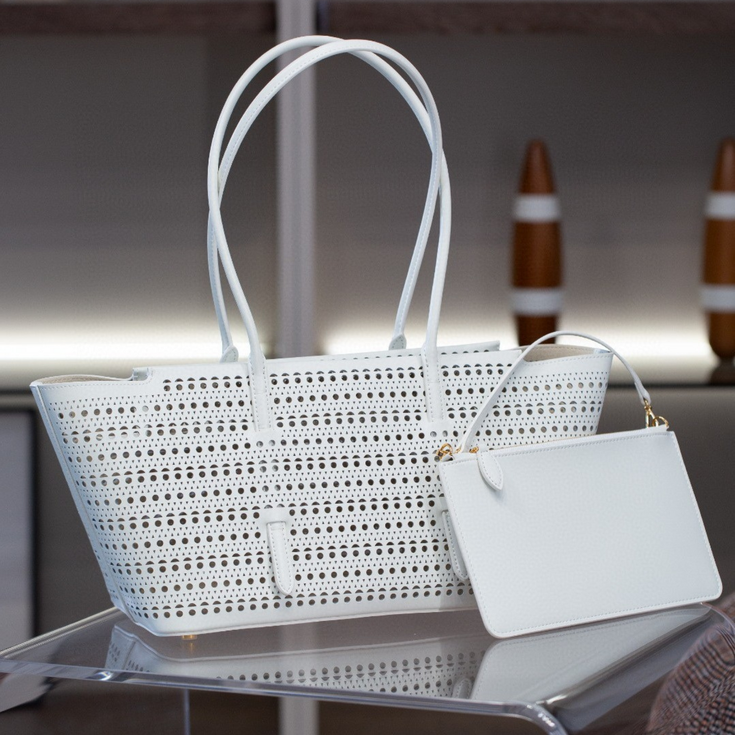 Hollow Out Shoulder Leather Bag