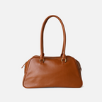 Large Capacity Zip‑Top Natural Leather Shoulder Bag