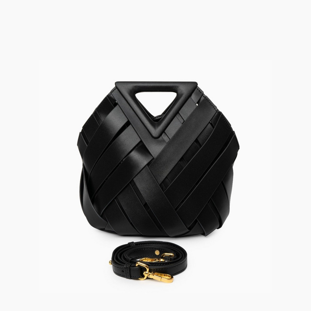 Woven Leather Basket Bag